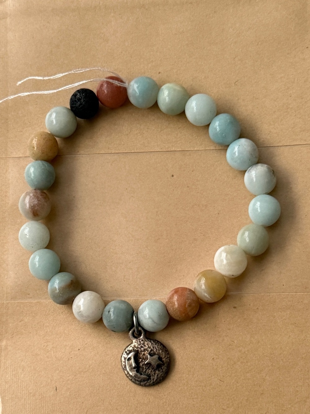 Multicolor Amazonite Beaded Bracelet with Silver Star Charm